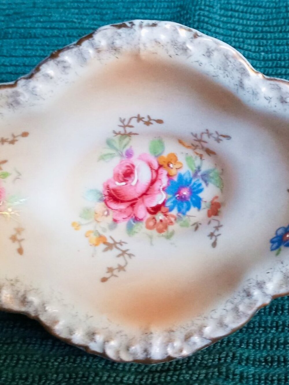Rare Fine China Trinket Dish/Salt or Finger Bowl Floral Hand Painted Gold Trim - Picture 5 of 11